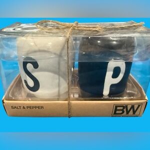 Boston warehouse 2.5” salt pepper shakers black white modern minimalist ceramic